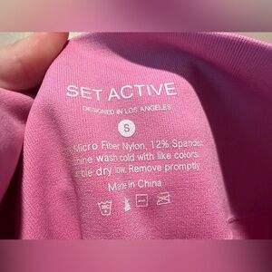 Set active pink leggings sculpt bodycon glossy pink size small